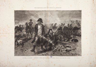 Die Beerdigung der Flagge, Episode der Schlacht von Waterloo, graviert von Jules Claretie von Alphonse Marie de Neuville